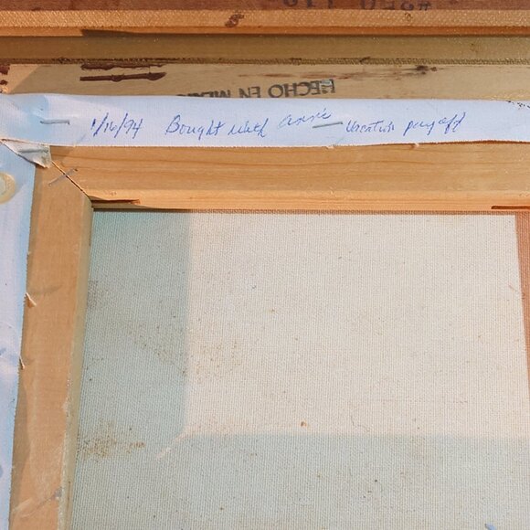 Original Oil on Canvas Framed Painting of Violin & Music by A. Warner - Picture 3 of 5